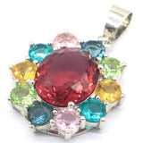 Green Tsavorite Garnet Kunzite Aquamarine Silver Pendant