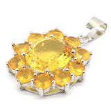 Golden Citrine Pink Kunzite Silver Pendant for Women