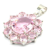 Golden Citrine Pink Kunzite Silver Pendant for Women