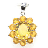 Golden Citrine Pink Kunzite Silver Pendant for Women