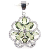 Fancy Pink Rhodolite Garnet Green Amethyst CZ Wedding Pendant