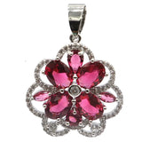 Fancy Pink Rhodolite Garnet Green Amethyst CZ Wedding Pendant