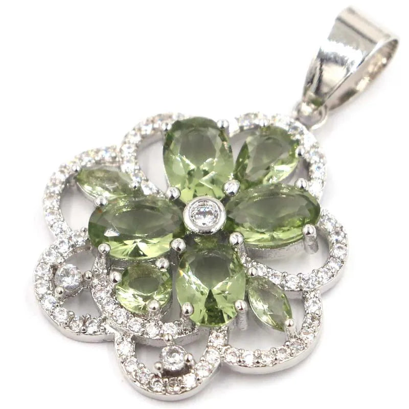 Fancy Pink Rhodolite Garnet Green Amethyst CZ Wedding Pendant