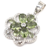 Fancy Pink Rhodolite Garnet Green Amethyst CZ Wedding Pendant