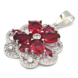 Fancy Pink Rhodolite Garnet Green Amethyst CZ Wedding Pendant