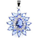 Genuine Emerald Citrine Tanzanite CZ 925 Silver Pendant