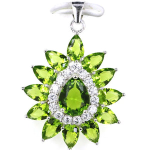 Genuine Emerald Citrine Tanzanite CZ 925 Silver Pendant