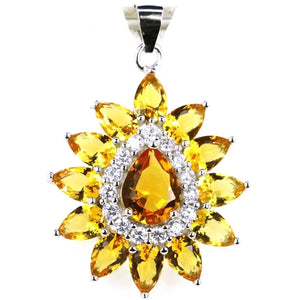 Genuine Emerald Citrine Tanzanite CZ 925 Silver Pendant