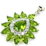 Genuine Emerald Citrine Tanzanite CZ 925 Silver Pendant