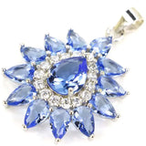 Genuine Emerald Citrine Tanzanite CZ 925 Silver Pendant