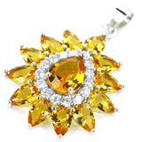Genuine Emerald Citrine Tanzanite CZ 925 Silver Pendant