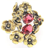 Bohemia Flowers Rhodolite Garnet Red Ruby Silver Pendant Woman Gothic