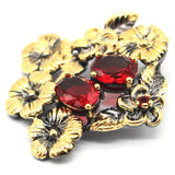 Bohemia Flowers Rhodolite Garnet Red Ruby Silver Pendant Woman Gothic