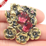 Bohemia Flowers Rhodolite Garnet Red Ruby Silver Pendant Woman Gothic
