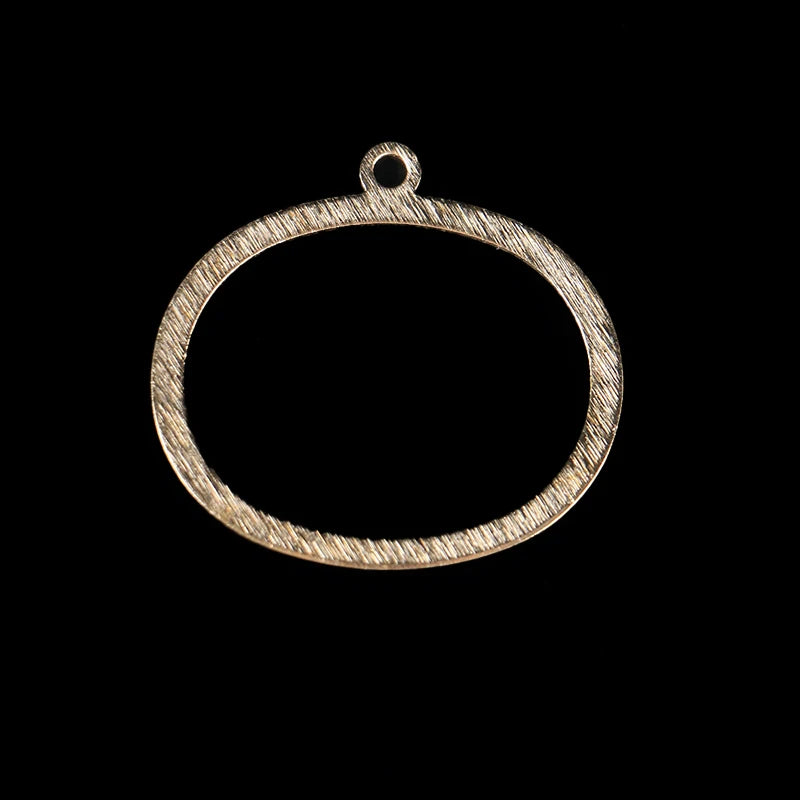 Brushed Brass Irregular Round Earring Pendant Necklace Charm