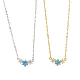 925 Silver Flower Pendant Necklace with Turquoise Stone and CZs