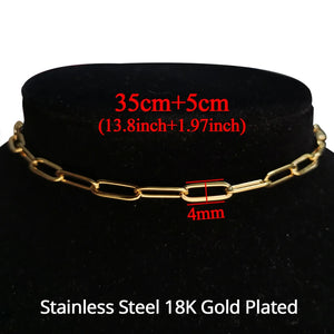 35+5cm Clavicle Chain Choker Necklaces For Women Punk Stainless Steel Neck Chain