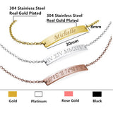 Personalized Engraved Name Bracelet Women Jewelry Stainless Steel Bangle