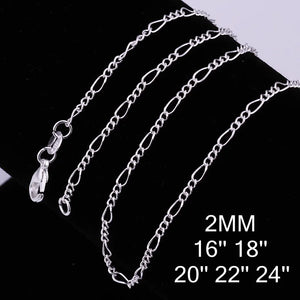 925 Sterling Silver Chain Necklace for Women Girl Children Boy Kids Jewelry