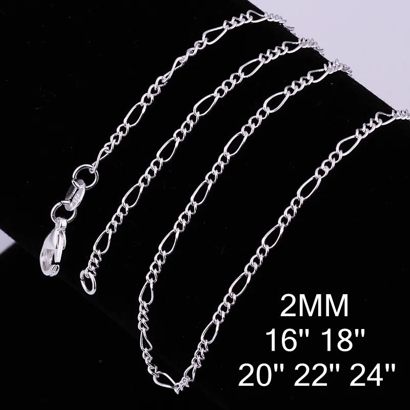 925 Sterling Silver Chain Necklace for Women Girl Children Boy Kids Jewelry