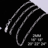 925 Sterling Silver Chain Necklace for Women Girl Children Boy Kids Jewelry