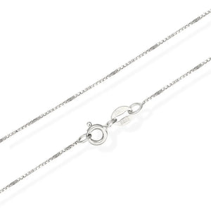 925 Sterling Silver Rhodium Plated Box Chain Necklace For Women