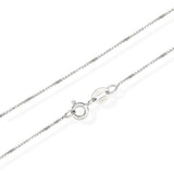 925 Sterling Silver Rhodium Plated Box Chain Necklace For Women