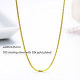 35-80cm 0.65mm Thin Real 925 Sterling Silver Box Chain Necklace