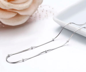 925 Sterling Silver Snake Beaded Chain Choker Necklaces For Women