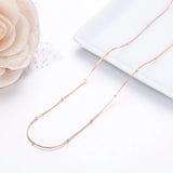 Thin 925 Sterling Silver Rose Snake Beads Chain Necklace