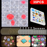 35-Piece Pendant Silicone Mold Jewelry Casting Epoxy Craft Kit