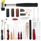 35 Pcs Leather Sewing Tools DIY Craft Kit with Groover Awl Waxed Thread Thimble