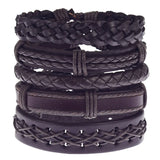 5pcs/set Men Bracelets, Wristband Rope Wrap Cuff Bangle Leather
