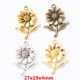 35 Retro Metal Zinc Alloy Flower Pendant for Jewelry Making