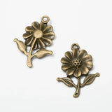 35 Retro Metal Zinc Alloy Flower Pendant for Jewelry Making