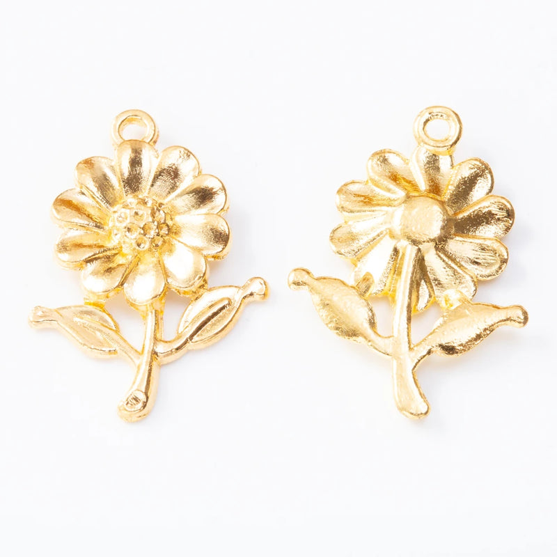 35 Retro Metal Zinc Alloy Flower Pendant for Jewelry Making