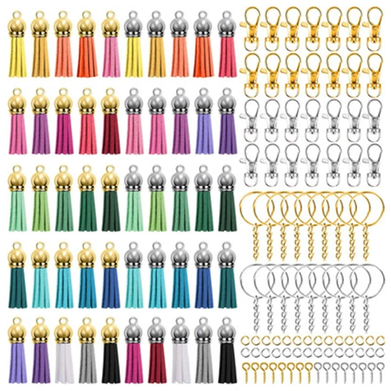 350 Pcs/Set Key Chain Rings Pendants Keychain Tassel DIY Crafts Jewelry Earrings