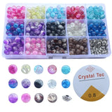 350Pcs Crackle Lampwork Glass Beads Kit with Silver Spacers and Stretch Cord