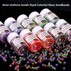 350Pcs 4mm Colorful Glass Seed Beads DIY Jewelry Making Accessories
