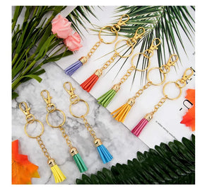 350Pcs 25 Velvet Tassel Split Ring Keychain Accesories