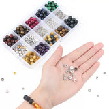 350pcs 8mm Tiger Eye Stone Beads Kit Box Set for Jewelry Making