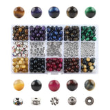 350pcs 8mm Tiger Eye Stone Beads Kit Box Set for Jewelry Making