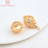 6PCS 24K Plated Brass Hollow Beads Charms 12x12.5x22.5MM