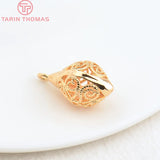 6PCS 24K Plated Brass Hollow Beads Charms 12x12.5x22.5MM