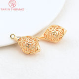 6PCS 24K Plated Brass Hollow Beads Charms 12x12.5x22.5MM