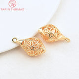 6PCS 24K Plated Brass Hollow Beads Charms 12x12.5x22.5MM
