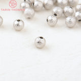 20PCS 3-6MM 24K Plated Brass Matte Round Beads DIY Jewelry Accessories