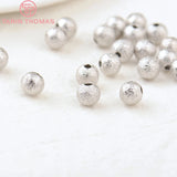 20PCS 3-6MM 24K Plated Brass Matte Round Beads DIY Jewelry Accessories