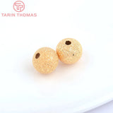 20PCS 3-6MM 24K Plated Brass Matte Round Beads DIY Jewelry Accessories