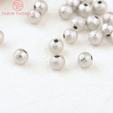 20PCS 3-6MM 24K Plated Brass Matte Round Beads DIY Jewelry Accessories